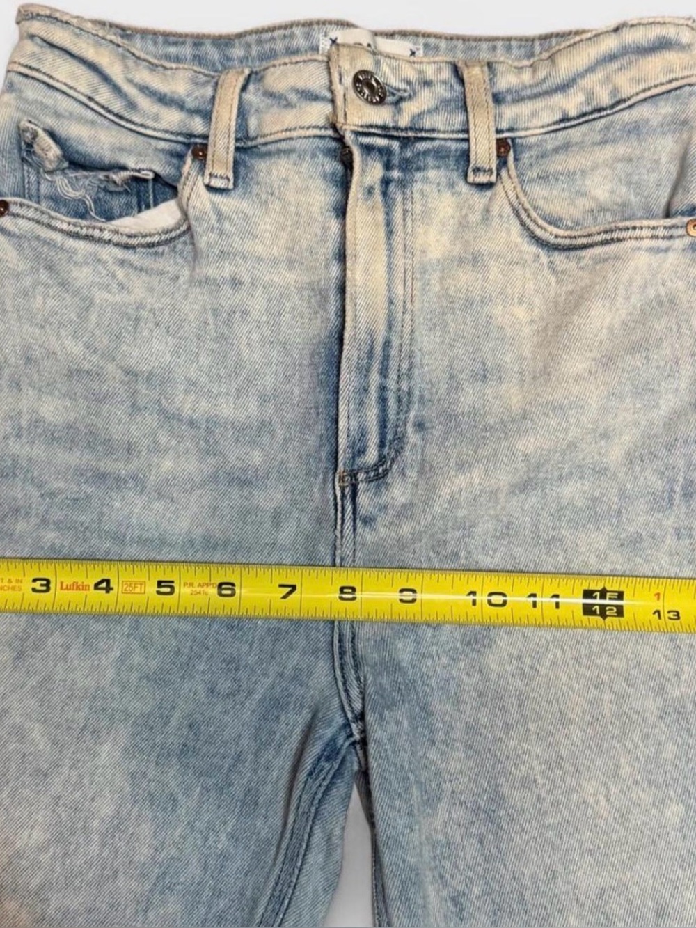 PAIGE Cindy High Rise Straight Leg Jeans Women’s 26 Light Wash Raw Hem - Picture 3 of 6